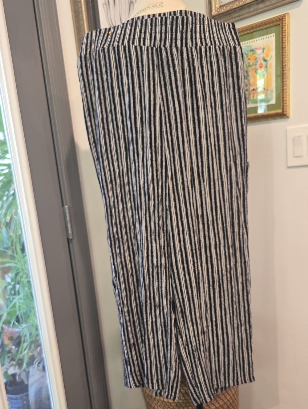 JM Collection Black and White Striped Straight Leg Pants